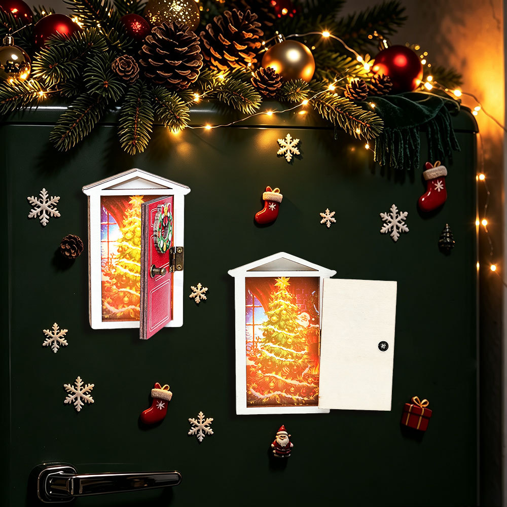 Santa'S Elves Holiday Lighting & Decor Llc - Autocollants lumineux en bois pour réfrigérateur,
