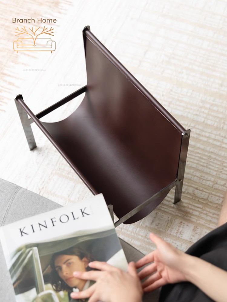 Lighting And Decor Magazine - Porte-revues moderne en métal et cuir,