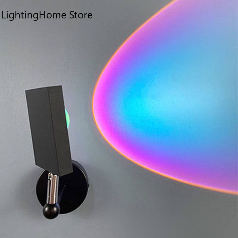 Sunset Lamp Projection - Applique murale rouge avec Projection arc-en-ciel,