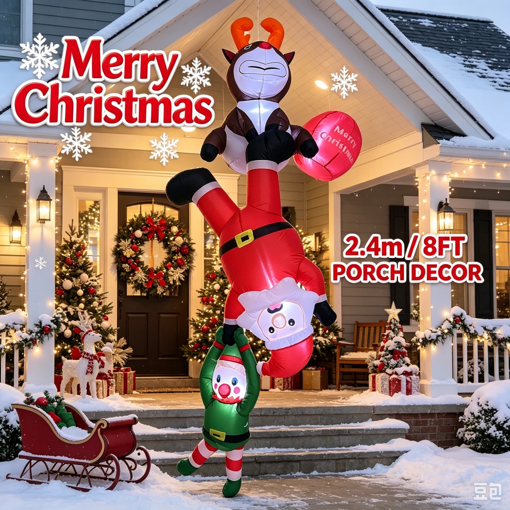 Santa'S Elves Holiday Lighting & Decor Llc - Père Noël, lutin et renne gonflables