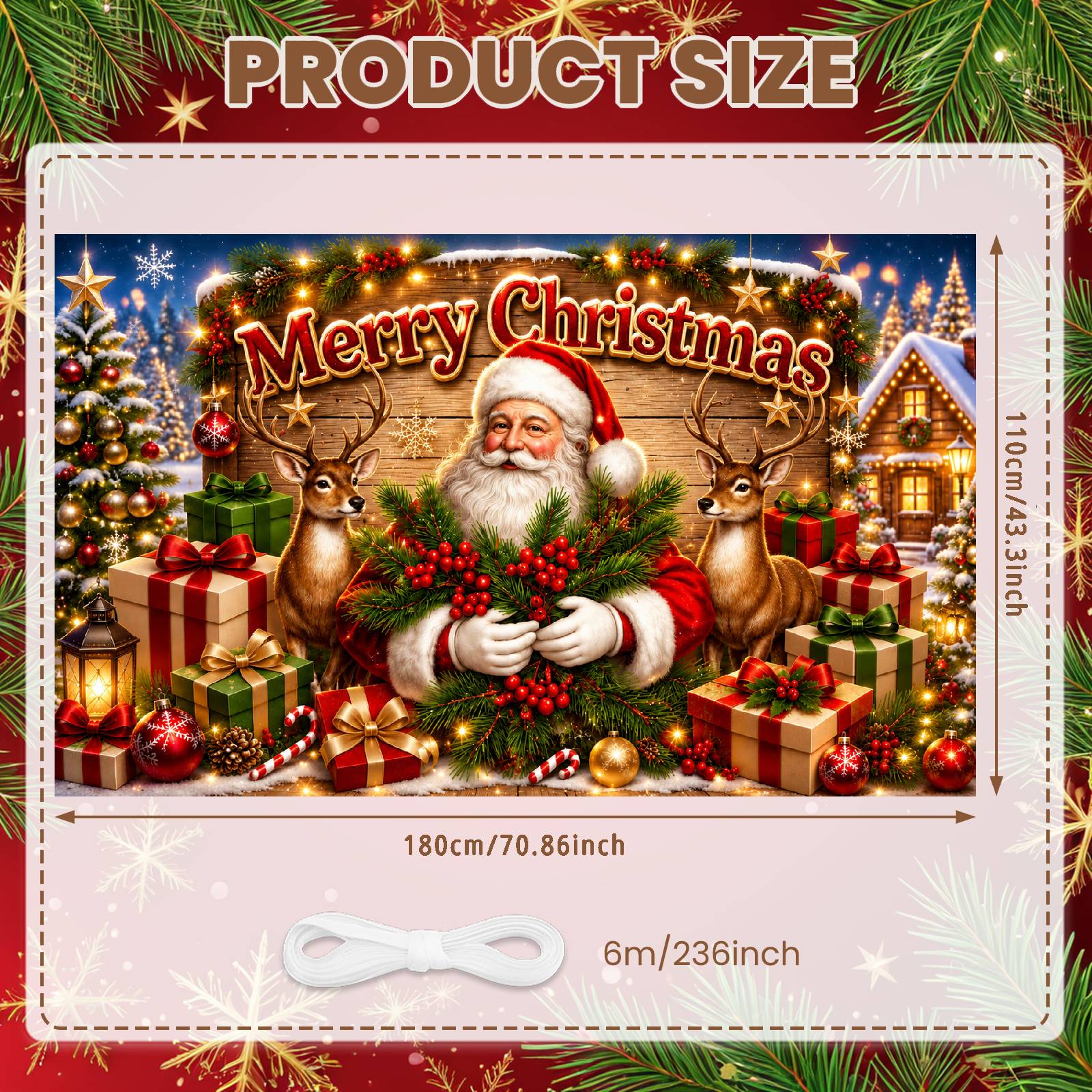 Bannière de fête de Noël rusti - Lighting Effect Home Decor avis et prix
