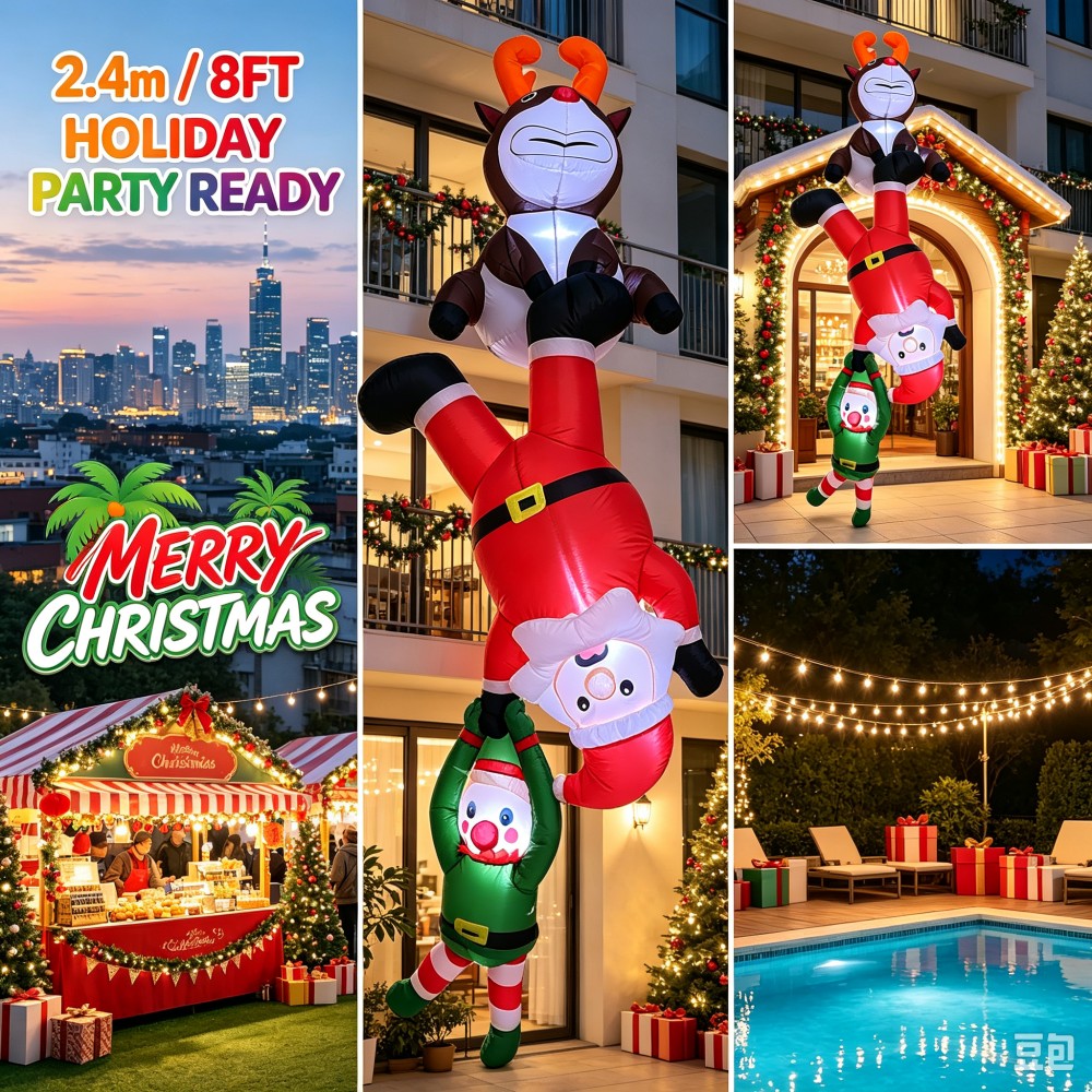 Père Noël, renne et lutin gonf - Santa'S Elves Holiday Lighting & Decor Llc avis et prix