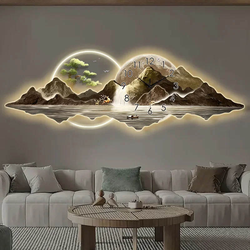 Peinture chinoise moderne avec - Lighting Home Decor Wall Clocks avis et prix